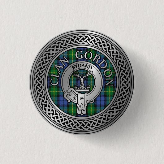 Clan Gordon Crest & Tartan Knot Button (Voorkant)