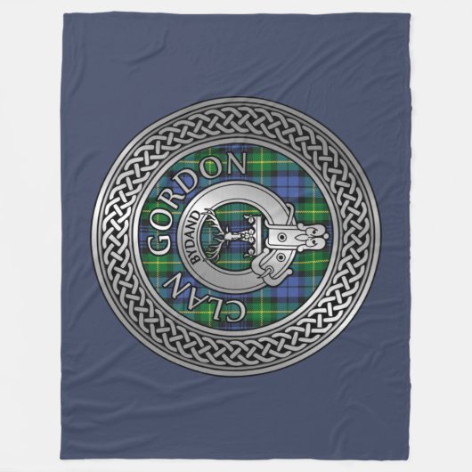 Clan Gordon Crest & Tartan Knot Fleece Blanket (Voorkant)