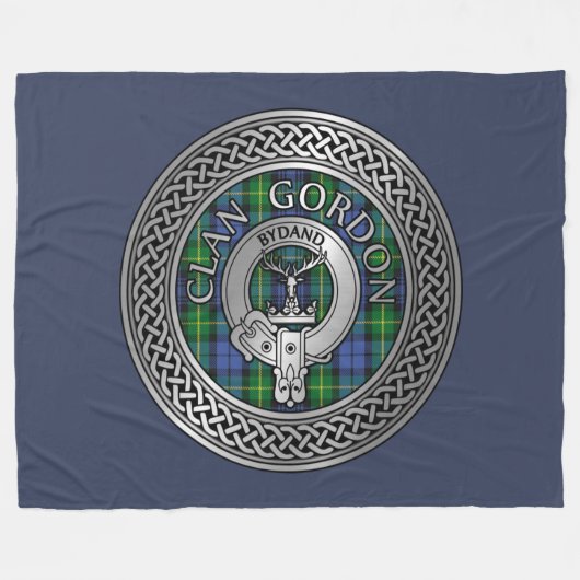 Clan Gordon Crest & Tartan Knot Fleece Blanket (Voorkant (Horizontaal))