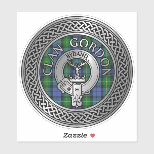 Clan Gordon Crest & Tartan Knot Sticker (Vel)