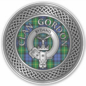 Clan Gordon Crest & Tartan Knot Sticker (Voorkant)