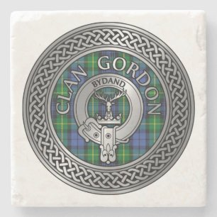 Clan Gordon Crest & Tartan Knot Stone Onderzetter