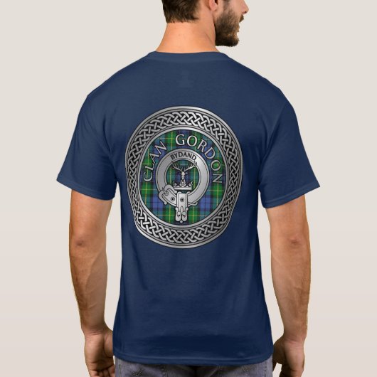 Clan Gordon Crest & Tartan Knot T-Shirt (Achterkant)