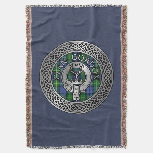Clan Gordon Crest & Tartan Knot Throw Blanket Deken (Voorkant Verticaal)