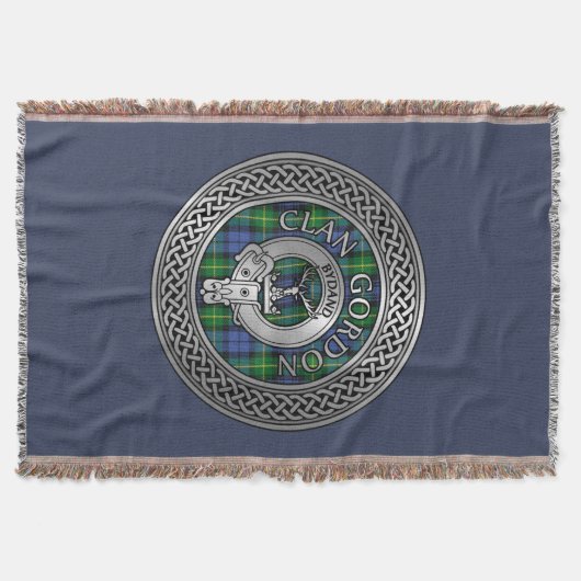 Clan Gordon Crest & Tartan Knot Throw Blanket Deken (Voorkant)