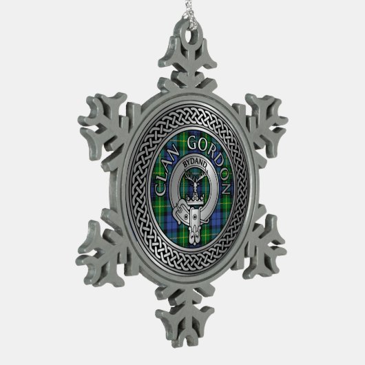 Clan Gordon Crest & Tartan Knot Tin Sneeuwvlok Ornament (Links)