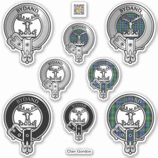 Clan Gordon Crest & Tartan Sticker (Voorkant)
