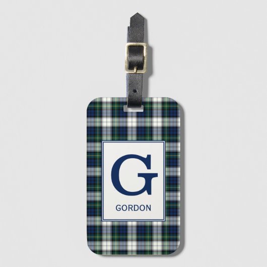 Clan Gordon Dress Tartan Monogrammed Bagagelabel (Voorkant (verticaal))