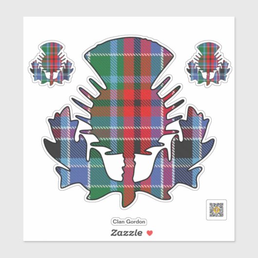 Clan Gordon Red Tartan Thistle Sticker (Vel)