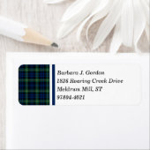 Clan Gordon Tartan Blue en Green Scottish Pset Etiket (Insitu)