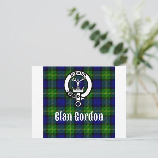 Clan Gordon Tartan Crest Briefkaart (Staand voorkant)