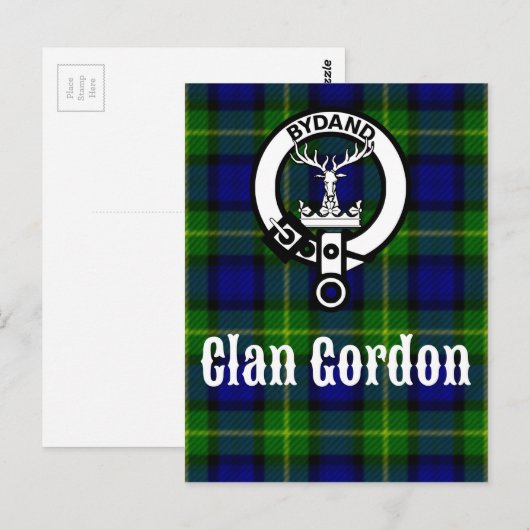 Clan Gordon Tartan Crest Briefkaart (Voorkant / Achterkant)