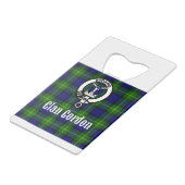 Clan Gordon Tartan Crest Creditkaart Flessenopener (Achterkant Gekanteld)
