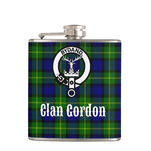 Clan Gordon Tartan Crest Heupfles (Voorkant)