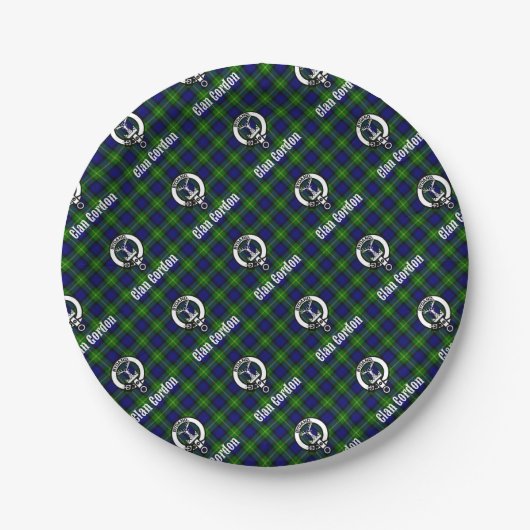 Clan Gordon Tartan Crest Papieren Bordje (Voorkant)
