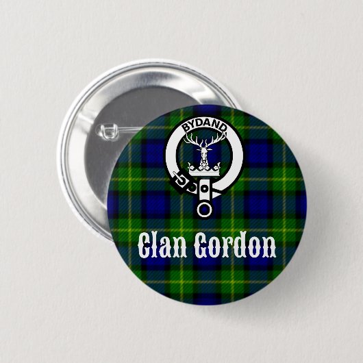 Clan Gordon Tartan Crest Ronde Button 5,7 Cm (Voorkant /achterkant)