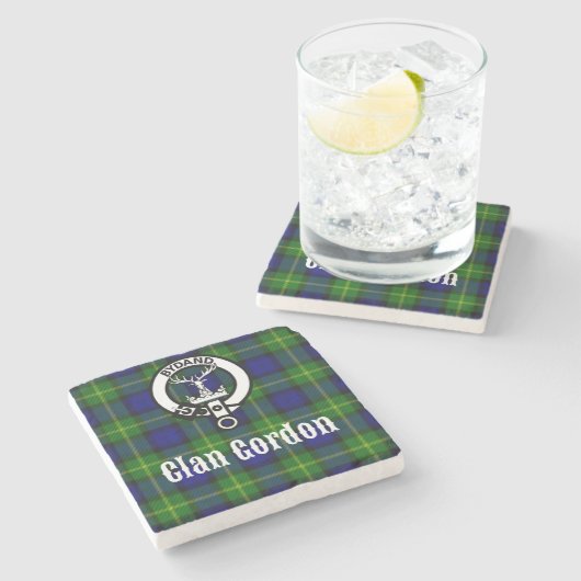 Clan Gordon Tartan Crest Stenen Onderzetter (Zijkant)