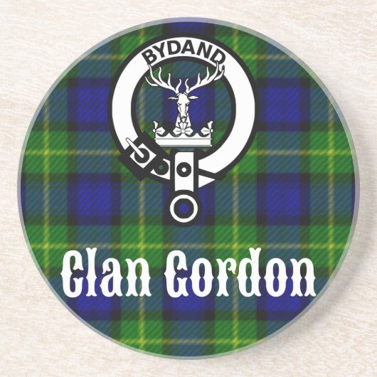 Clan Gordon Tartan Crest Zandsteen Onderzetter (Voorkant)