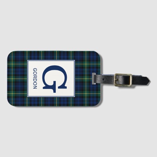 Clan Gordon Tartan Monogrammed Bagagelabel (Voorkant (horizontaal))