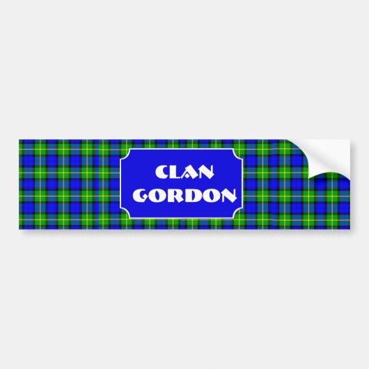 Clan Gordon Tartan Naam Bumpersticker (Voorkant)