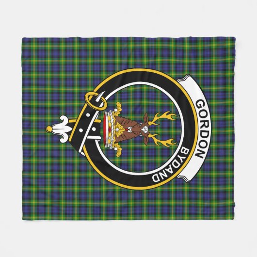 Clan Gordon Tartan Pset Fleece Deken (Voorkant (Horizontaal))