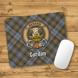 Clan Gordon Wapen over Verweerde Tartan Muismat