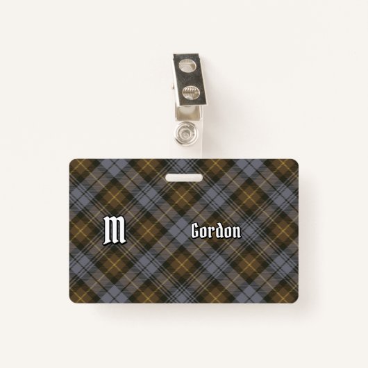 Clan Gordon Weathered Tartan Badge (Voorkant met clip)