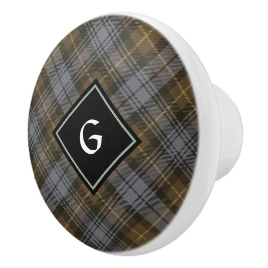 Clan Gordon Weathered Tartan Ceramic Knob. Keramische Knop (Rechts)