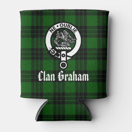 Clan Graham Crest Badge en Tartan Blikjeskoeler (Voorkant)