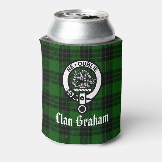 Clan Graham Crest Badge en Tartan Blikjeskoeler (Blikje Achterkant)