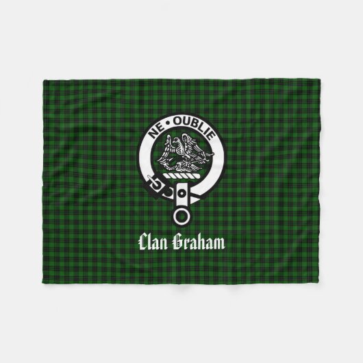 Clan Graham Crest Badge en Tartan Fleece Deken (Voorkant (Horizontaal))