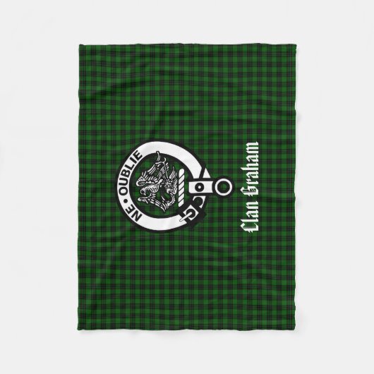 Clan Graham Crest Badge en Tartan Fleece Deken (Voorkant)