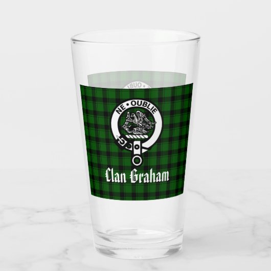Clan Graham Crest Badge en Tartan Glas (Achterkant)