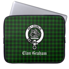 Clan Graham Crest Badge en Tartan Laptop Sleeve