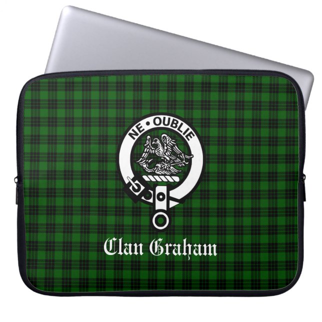 Clan Graham Crest Badge en Tartan Laptop Sleeve (Voorkant)