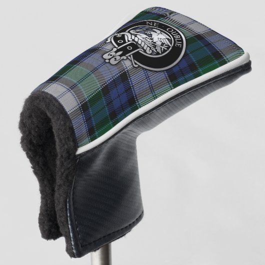 Clan Graham Crest en Dress Tartan Golfheadcover (3/4 voorkant)