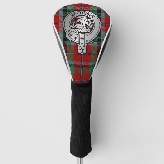 Clan Graham Crest en Red Tartan Golfheadcover (Voorkant)