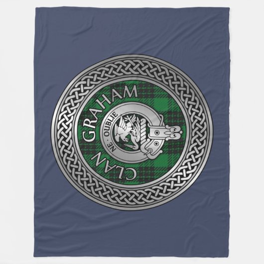 Clan Graham Crest en Tartan Knot Fleece Deken (Voorkant)