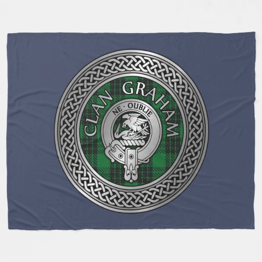Clan Graham Crest en Tartan Knot Fleece Deken (Voorkant (Horizontaal))