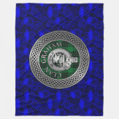Clan Graham Crest en Tartan Knot Fleece Deken (Voorkant)