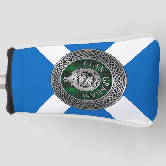 Clan Graham Crest en Tartan Knot Golfheadcover (Voorkant)