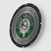 Clan Graham Crest en Tartan Knot Grote Klok (Hoek)