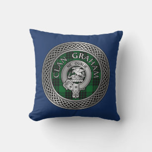 Clan Graham Crest en Tartan Knot Kussen