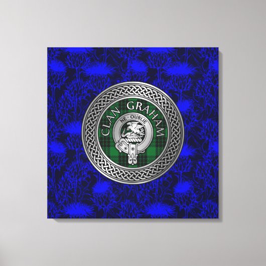 Clan Graham Crest en Tartan Knot op Thistle Canvas Afdruk (Voorkant)