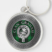 Clan Graham Crest en Tartan Knot Sleutelhanger (Voorkant)