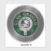Clan Graham Crest en Tartan Knot Sticker (Vel)