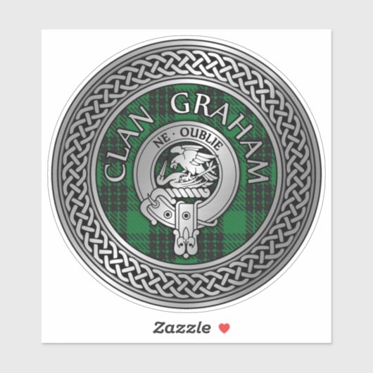 Clan Graham Crest en Tartan Knot Sticker (Vel)