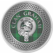 Clan Graham Crest en Tartan Knot Sticker (Voorkant)