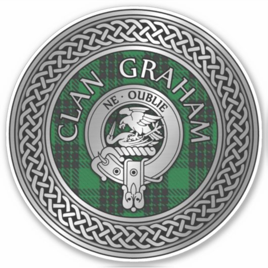 Clan Graham Crest en Tartan Knot Sticker (Voorkant)