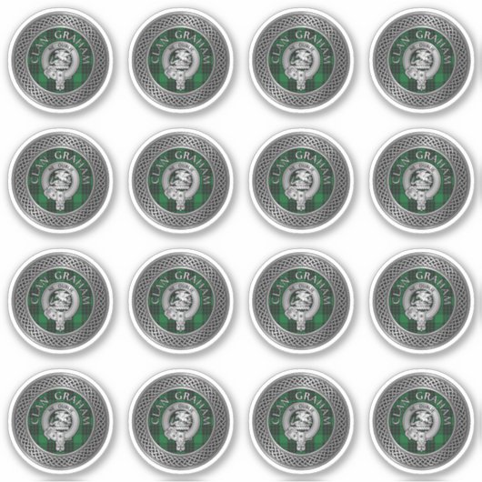 Clan Graham Crest en Tartan Knot Sticker (Voorkant)
